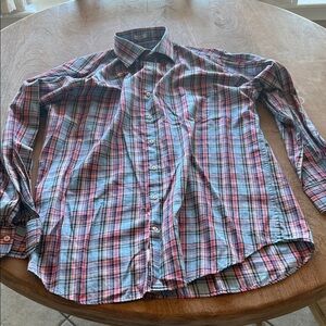 Peter Millar Red and Blue Plaid Casual Shirt